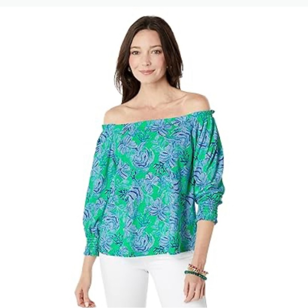 Lilly Pulitzer Lessa Top (Cabana Green - Keepin’ It Reel) (NWT) (Size: S)